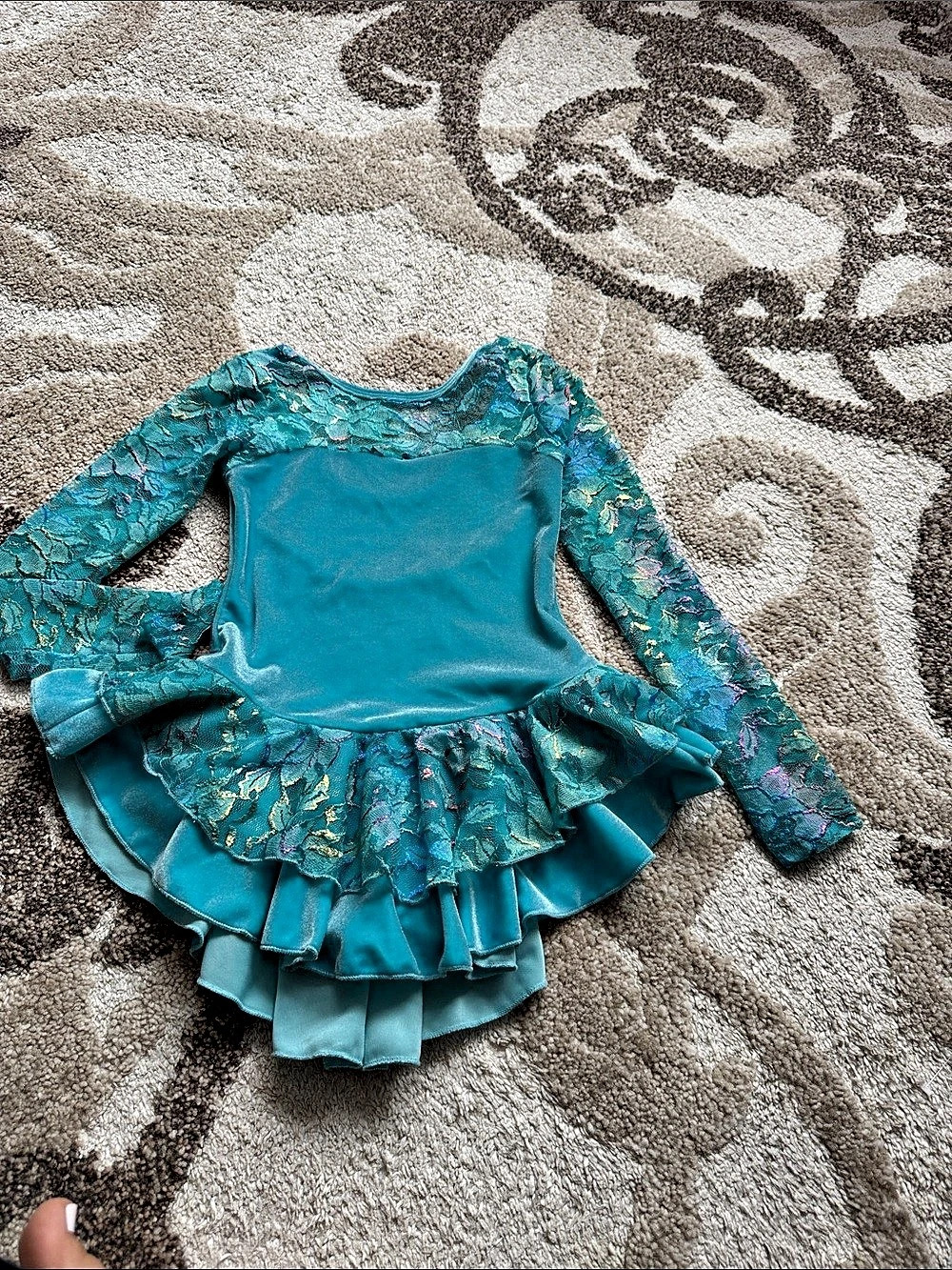 Ice Fire Girls ice skating Costume Floral Blue Size CS Like New( used one time)